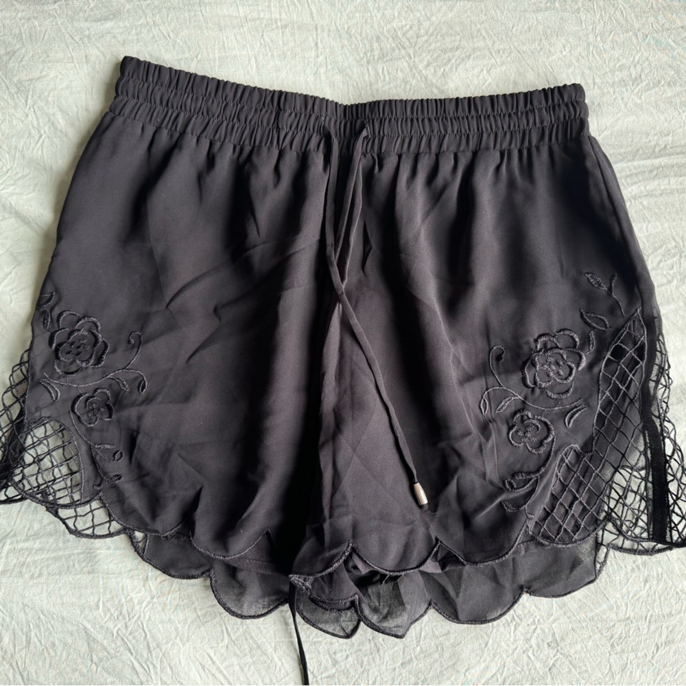 Black Floral Shorts